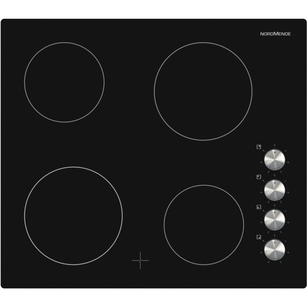 NordMende 60cm 4 x Zone Knob Control Ceramic Hob Black