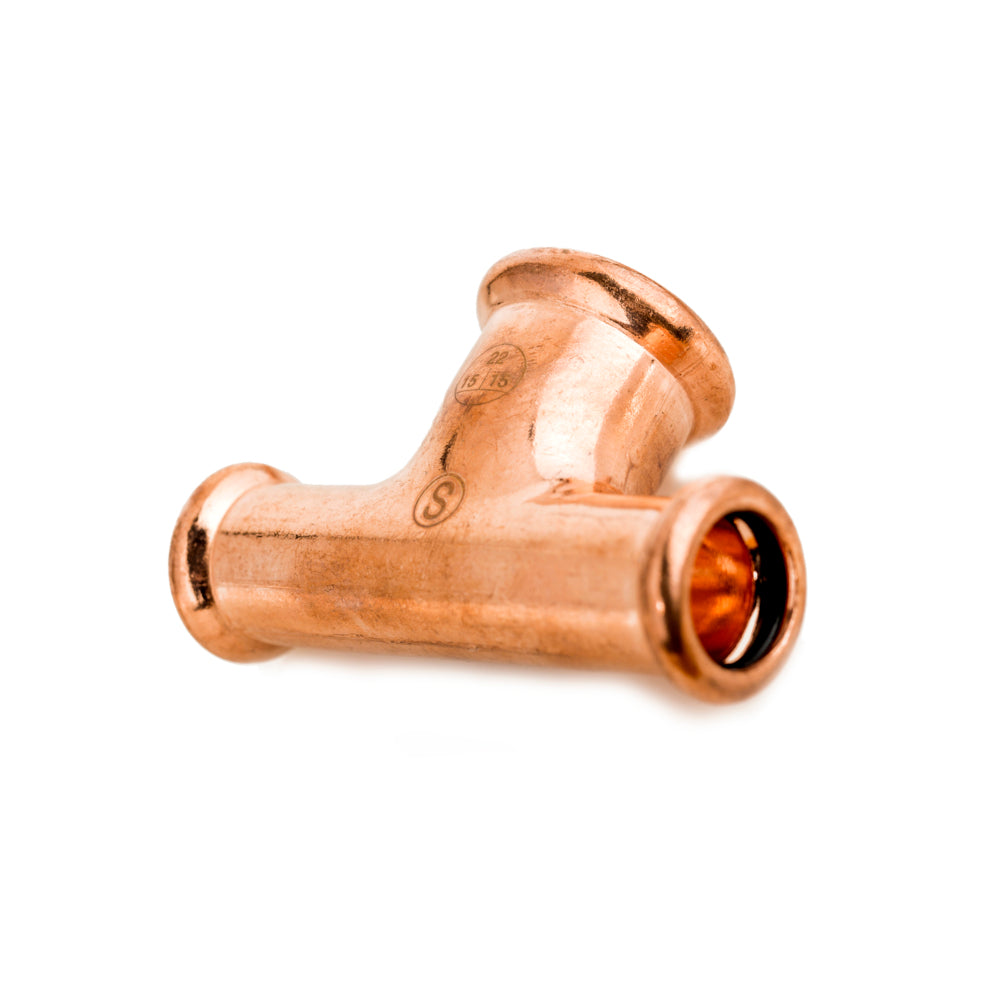 Instantor Copper Press Tee 22mm x 22mm x 15mm