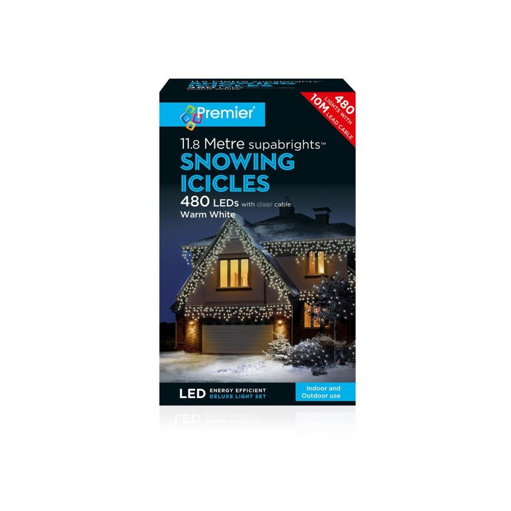 Premier Decorations - 480 LED Supabrights Snowing Icicles - Warm White
