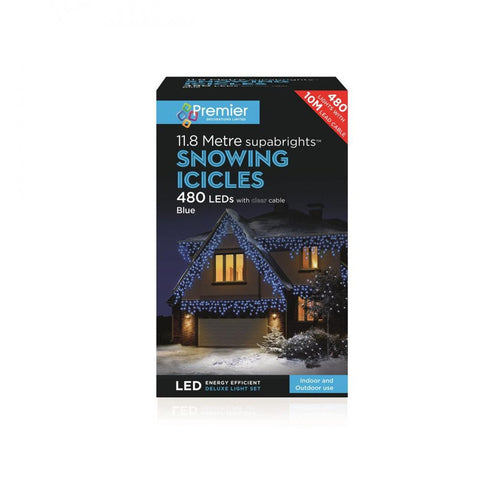 Premier Decorations - 480 Snowing Icicles - Blue