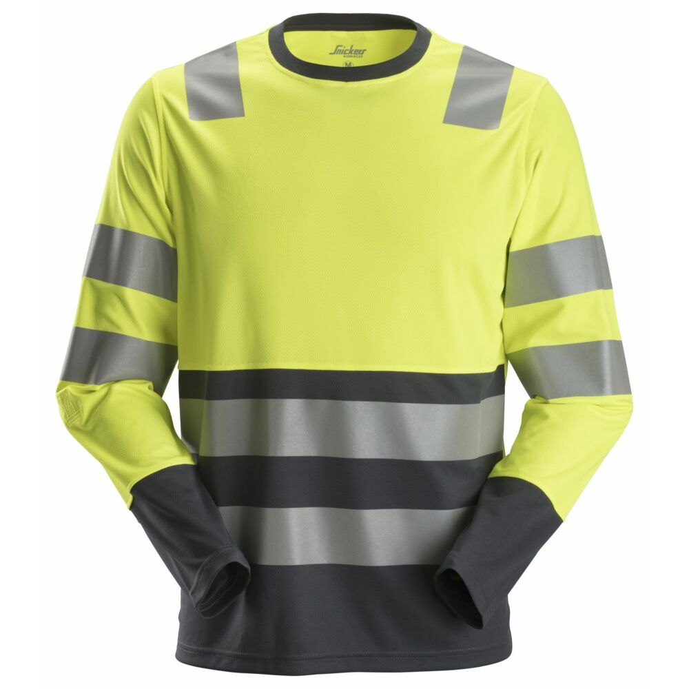 Snickers - AllroundWork, High-Vis Long Sleeve T-Shirt Class 2 - High vis yellow\\Steel grey