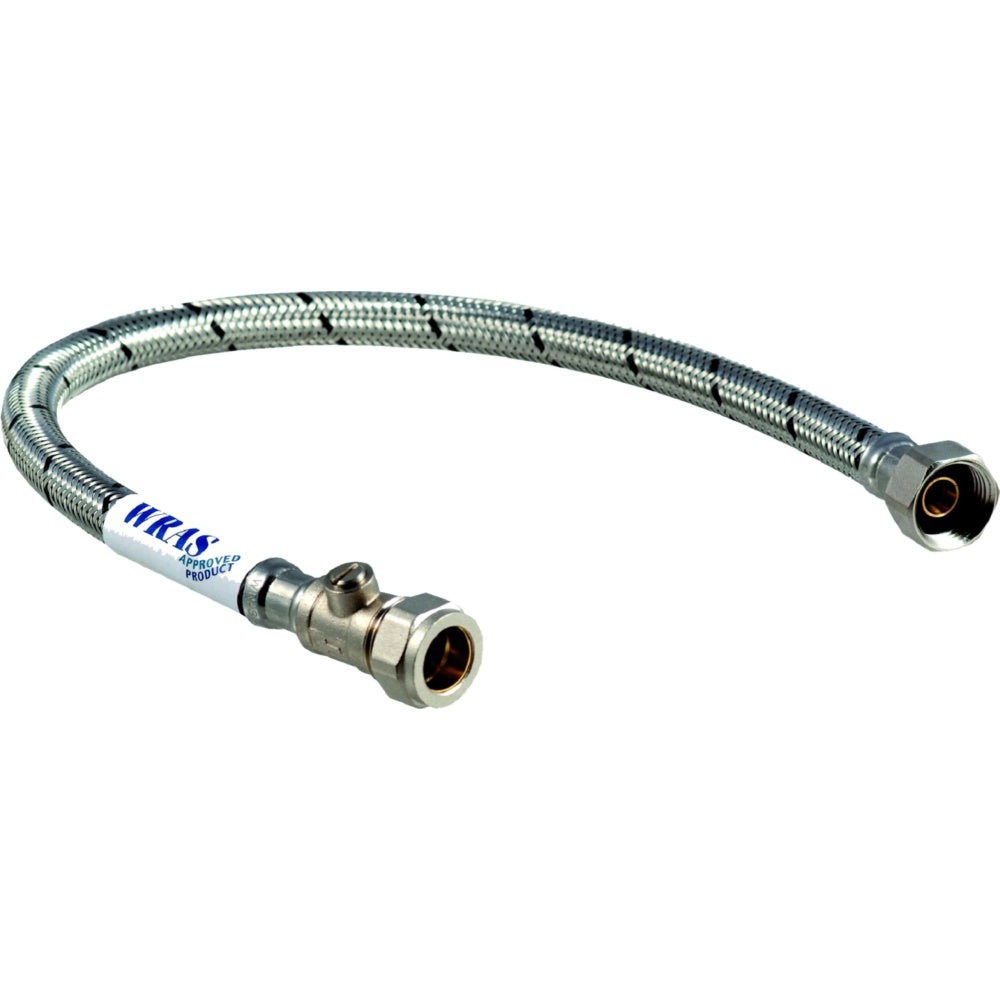 South Coast Plumbing - 1/2\ Flex Hose W/Isol V 10mm Bore 300mm Wras Ap