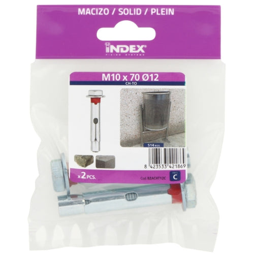 Index Prepack Sleeve Anchor Bolt M10x70 Dia12 Pack2