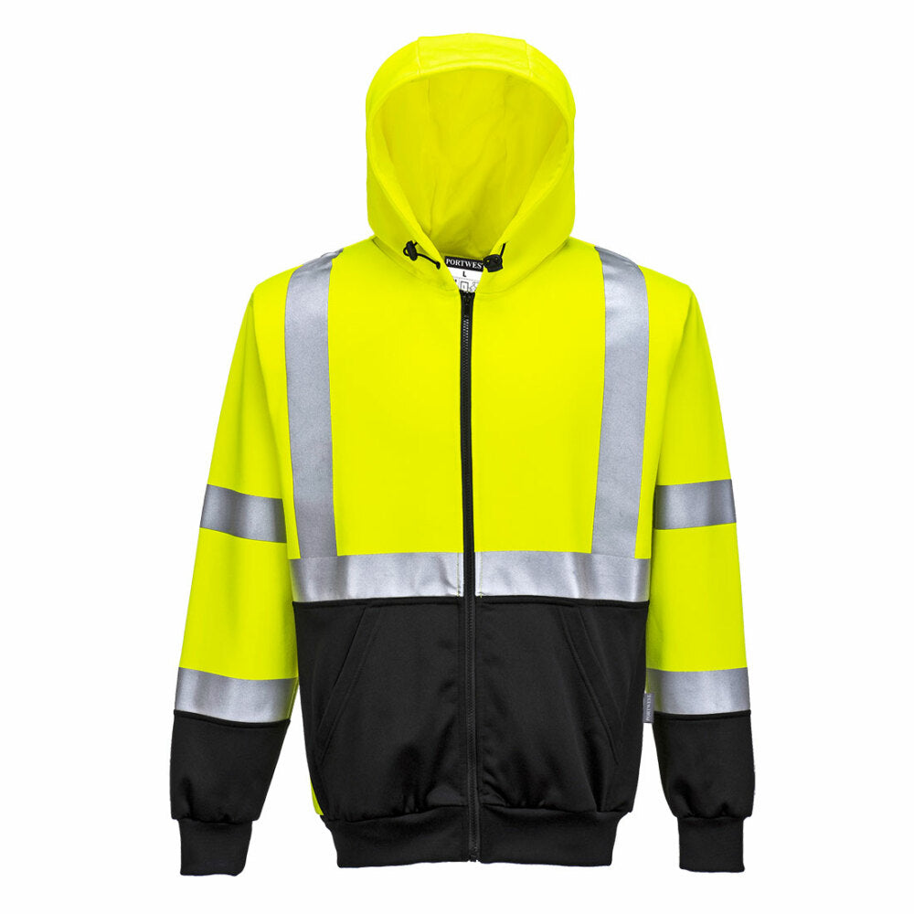 Portwest  - Hi-Vis Two-Tone Zipped Hoodie - Yellow/Black