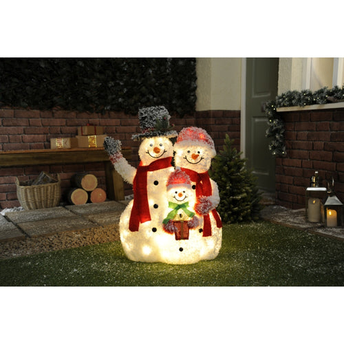 Festive Battery Operated LED Lit Frosted Dancing Snowmen Family - 79cm