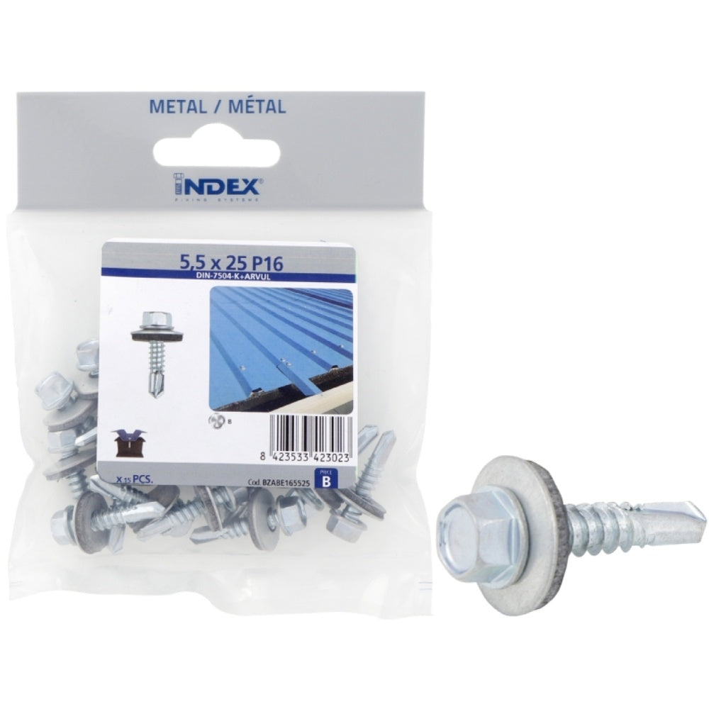 Index Prepack Hex Tek Screw Light 6.3x32 W16 Pack8