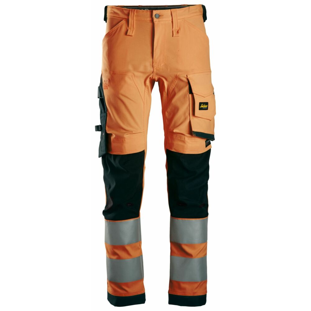 Snickers - High-Vis, Class 2 Stretch Trousers - High vis orange\\Black