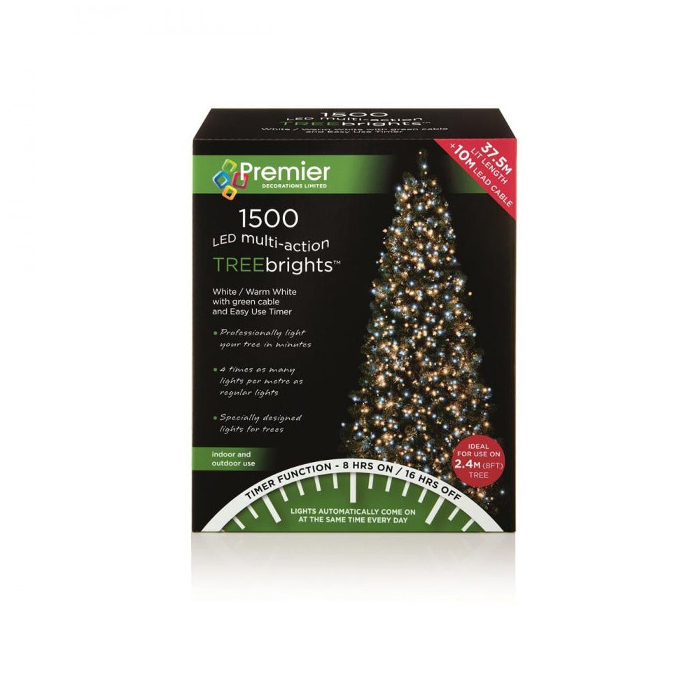 Premier Decorations - 1500 LED Multi-Action Treebrights - Ice White/Warm White