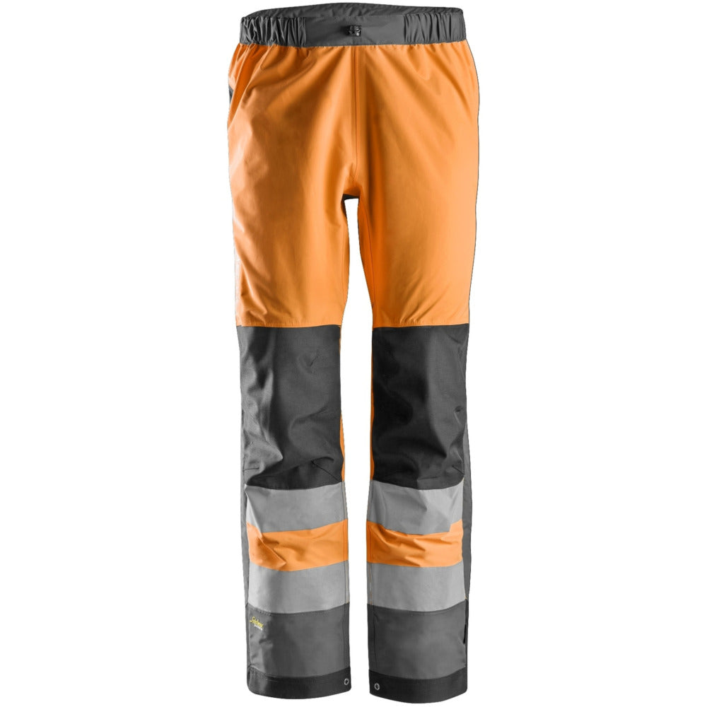 Snickers - AllroundWork, High-Vis Waterproof Shell Trousers Class 2 - High vis orange\\Steel grey