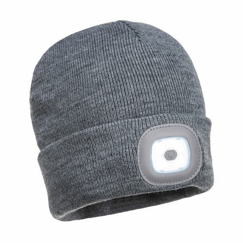 Portwest - Rechargeable Twin LED Beanie - Grey