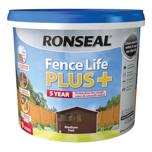 Ronseal Fence Life Plus Medium Oak 9L