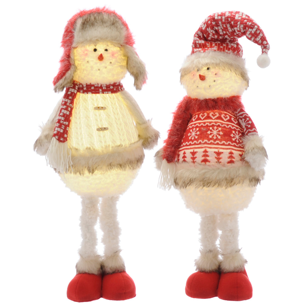 Light Up Extendable Standing Snowmen 90cm and 115cm - 2 Assorted