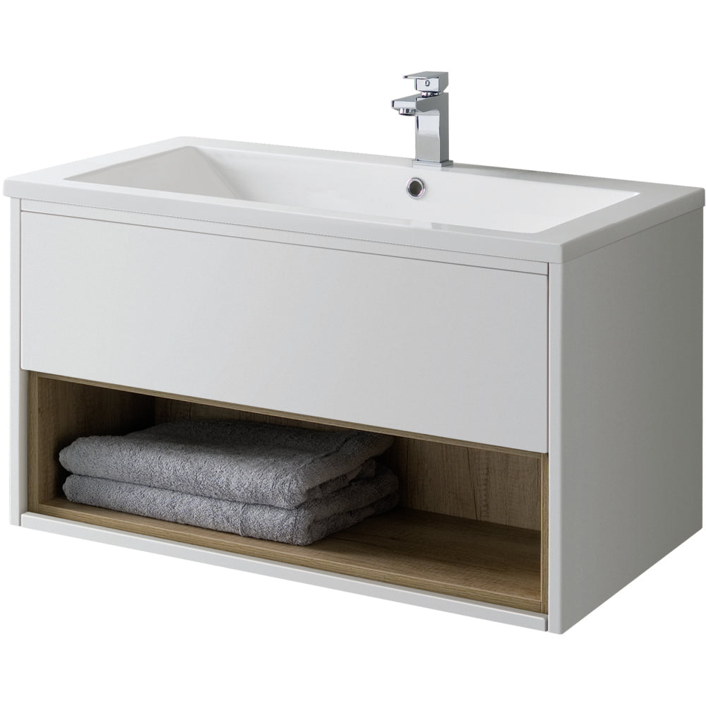 Lucca 800mm Wall Hung Unit Only - Gloss White