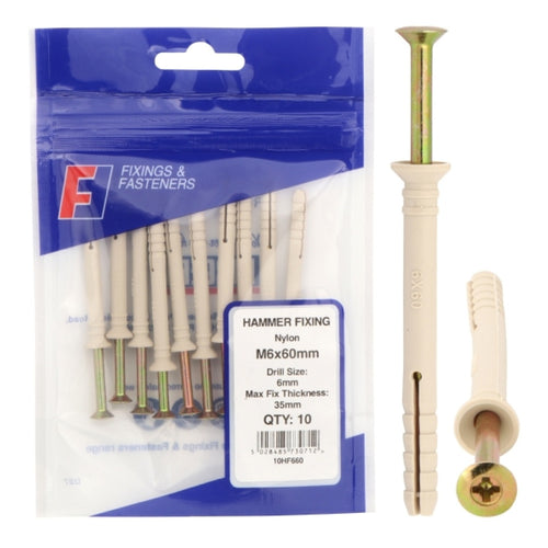 ForgeFix Prepack Hammer Fixing M6x60mm (Bag10)