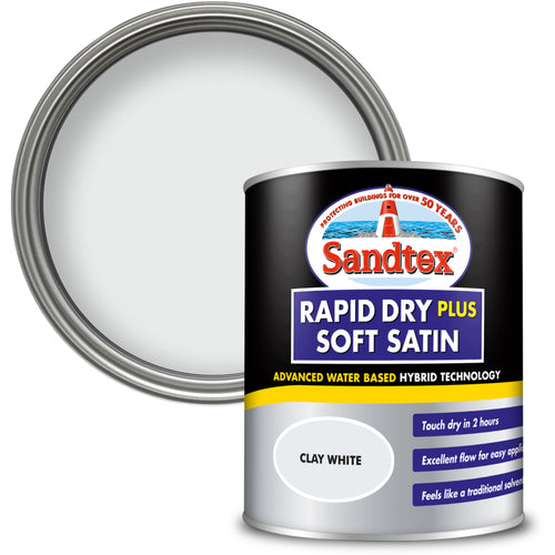 Sandtex Rapid Dry Satin Clay White 750ml