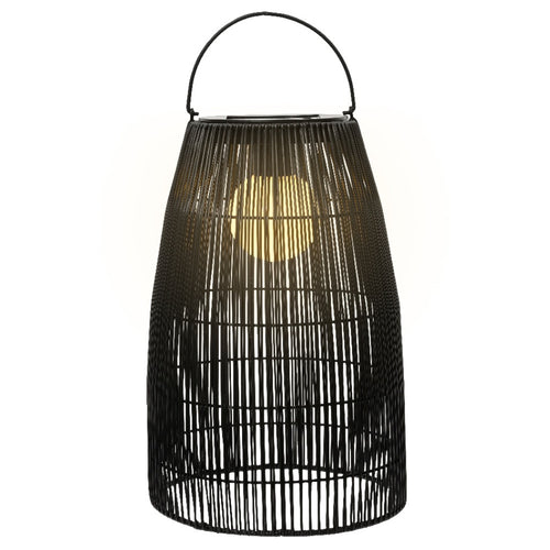 Lumineo Solar-Powered Black Wicker Effect Integrated LED Outdoor Hanging lantern