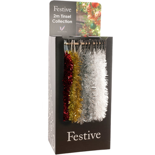 Festive Chunky/Fine Cut Tinsel - 2m x 7.5cm