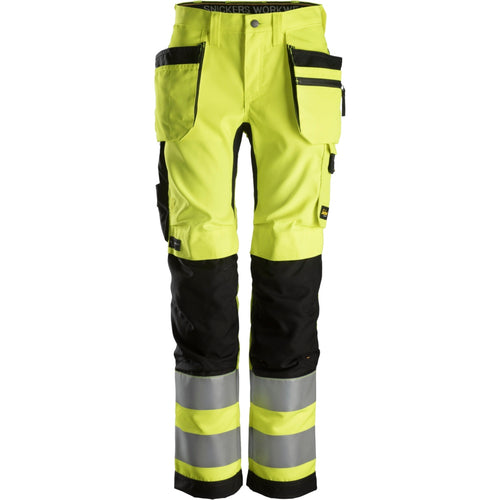 Snickers - AllroundWork, Women's High-Vis Trousers+ Holster Pockets Class 2 - High vis yellow\\Black