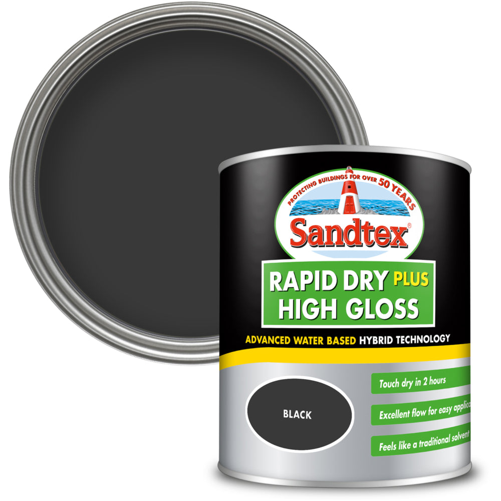 Sandtex Rapid Dry Gloss Black 750ml