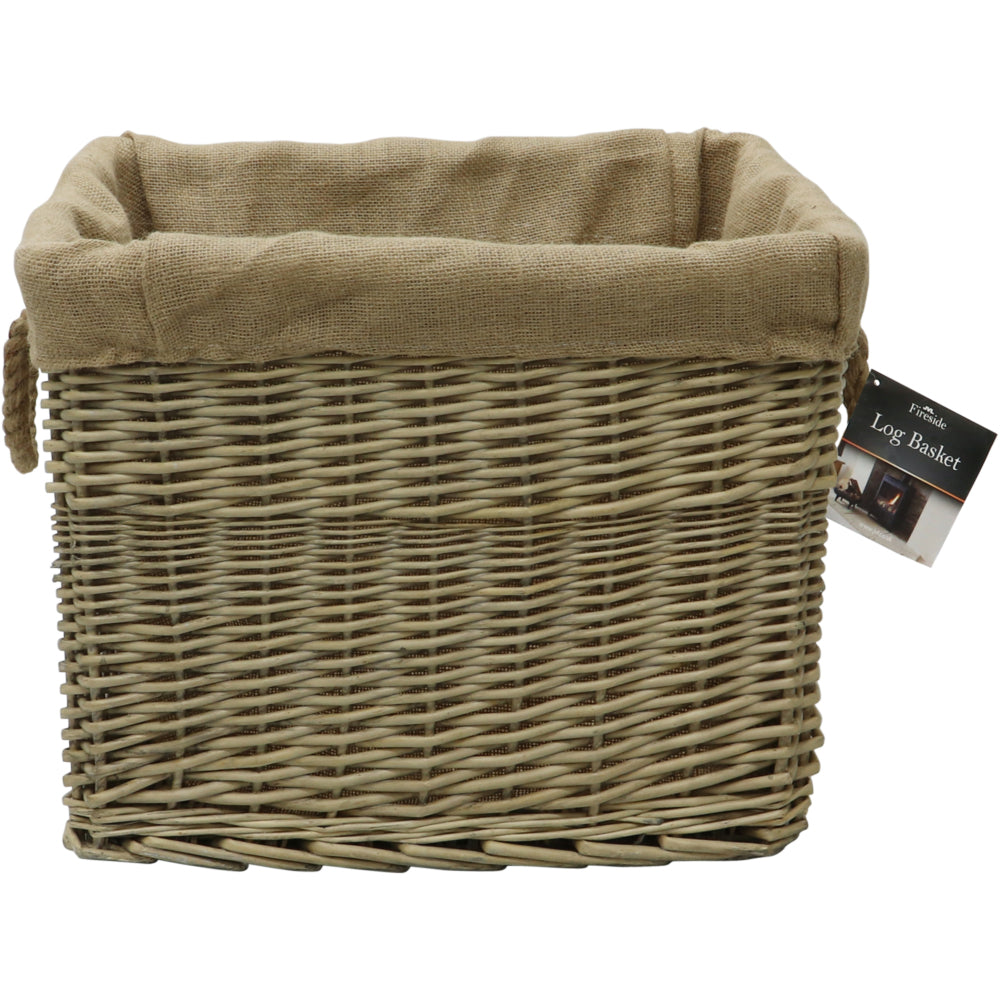 Rectangular Wicker Lined Log Basket