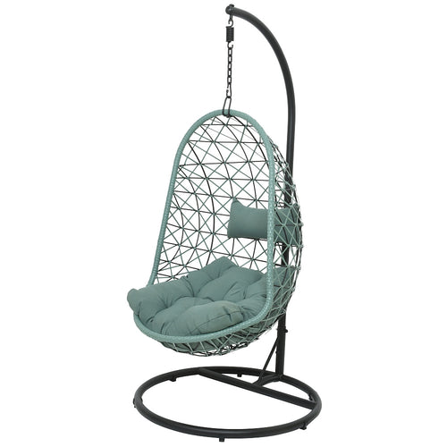 Bari Wicker Hanging Egg Chair Green