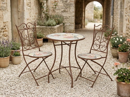 Lyon 2 Seater Rustic Brown Mosaic Bistro Set