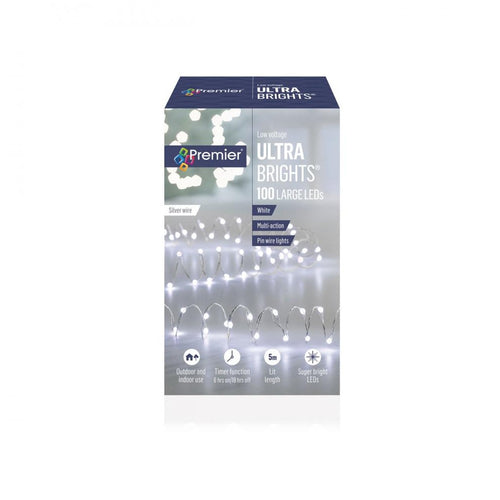 Premier Decorations - 100 LED Multi Action Low Voltage Large Mircobrights with Timer