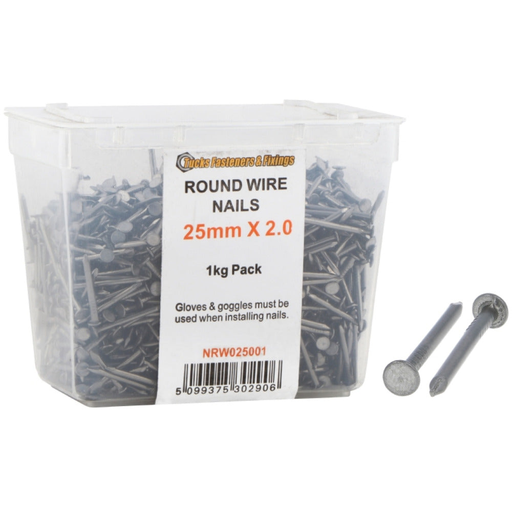 Tucks - 75x4mm Round Wire Nails 1kg Tub