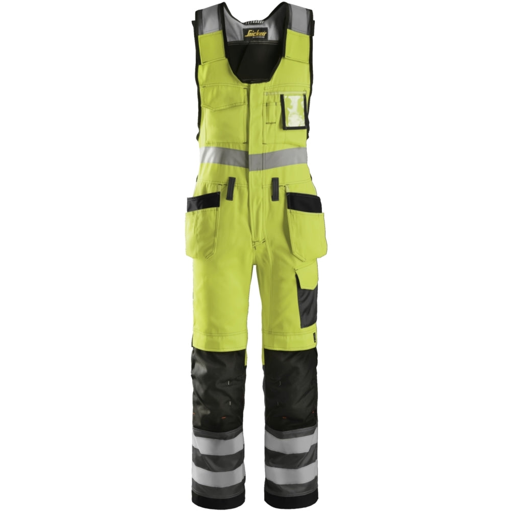 Snickers - High-Vis One-piece Trousers Holster Pockets Class 2 - High vis yellow\\Muted black