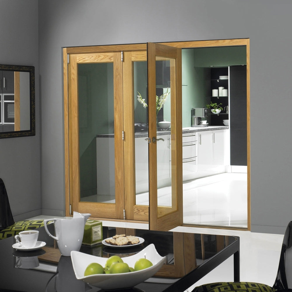 Slidefold 40mm Oak Int Finesse 1 Lite 3 Doors 2390mm