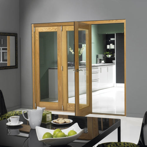 Slidefold 40mm Oak Int Finesse 1 Lite 3 Doors 2390mm