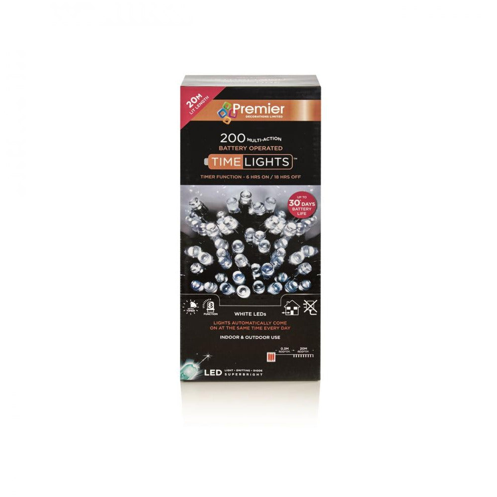 Premier Decorations - 200 LED Multi-Action Battery-Operated Timelights