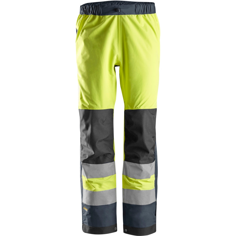 Snickers - AllroundWork, High-Vis Waterproof Shell Trousers Class 2 - High Visibility Yellow - Navy