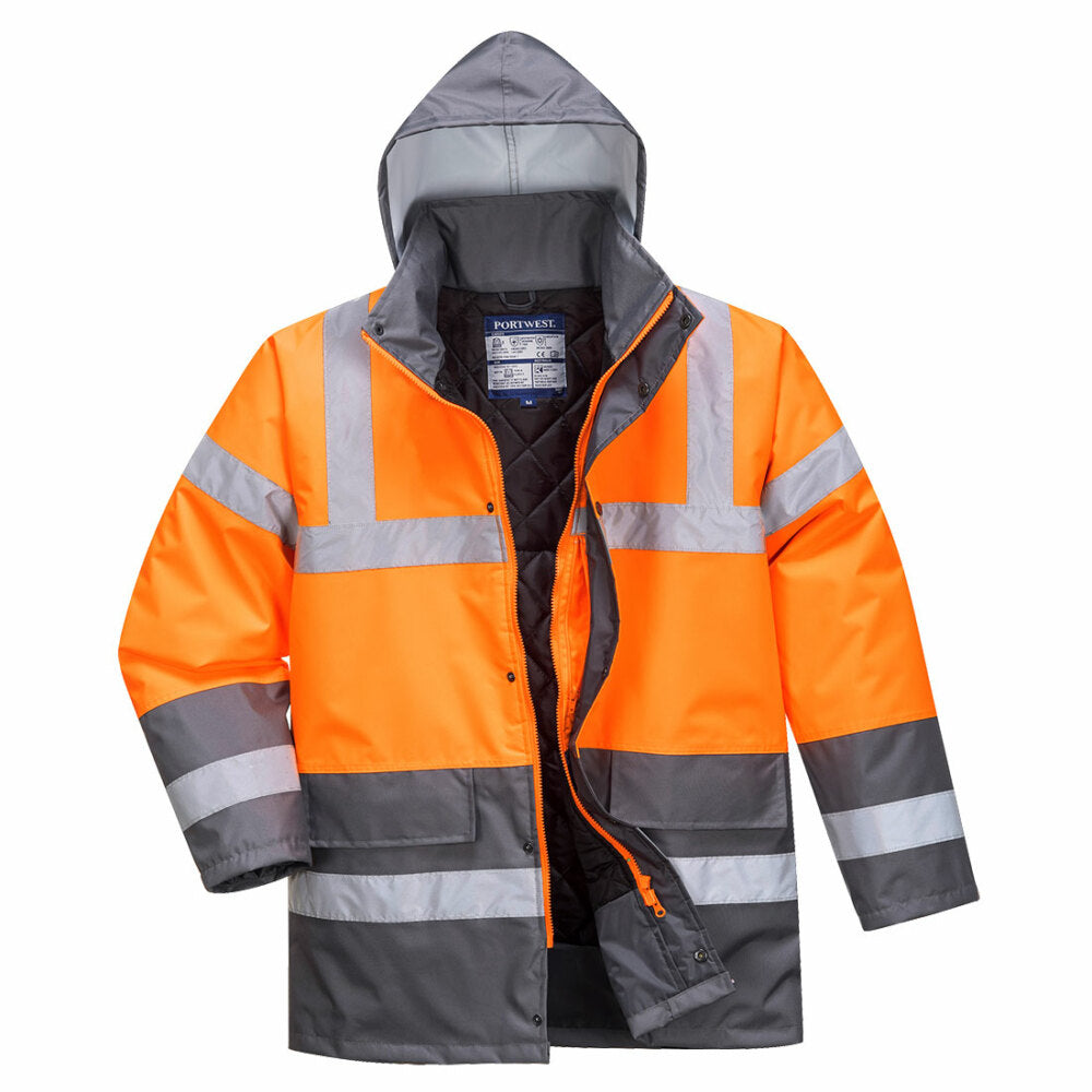 Portwest  - Hi-Vis Two Tone Traffic Jacket - Orange/Grey