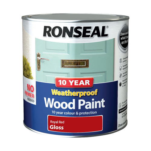 Ronseal 10 Year Weatherproof Wood Paint Royal Red Gloss 2.5L