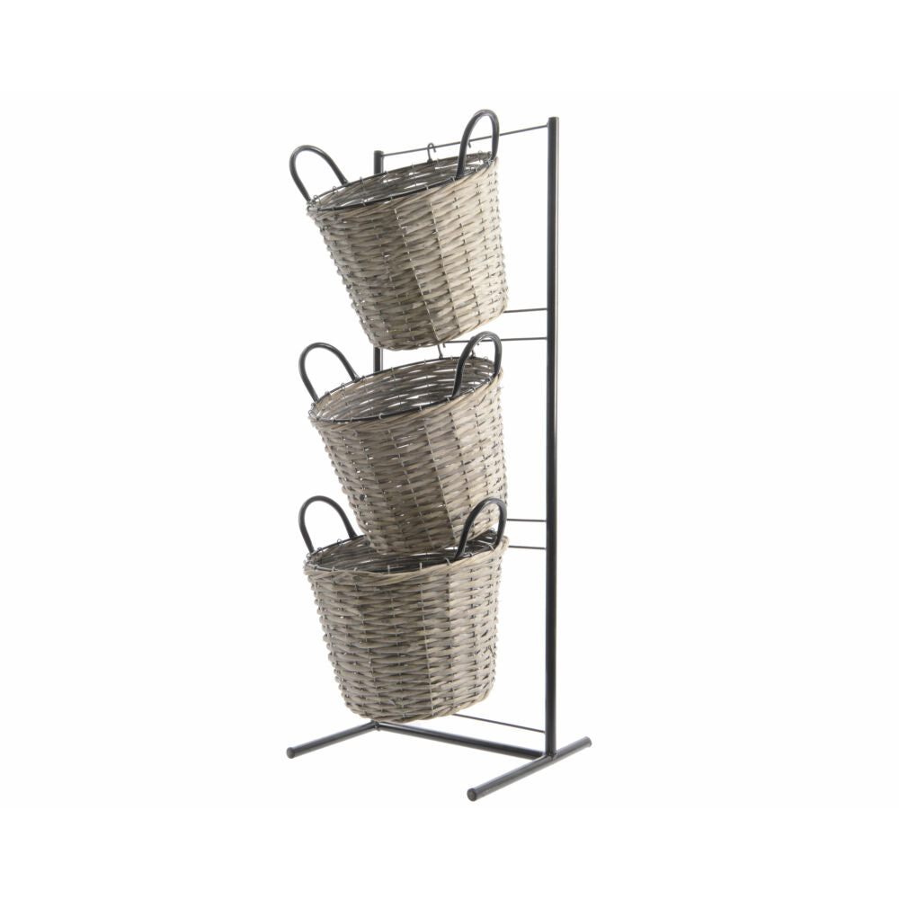 3-Tier 3 Round Willow Basket Stand - Grey