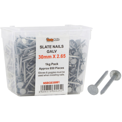 Tucks - 40x3.35mm Slate Nails Galvanised 1kg Tub