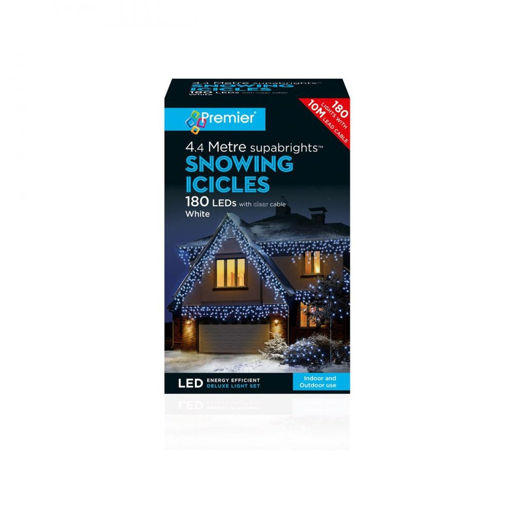 Premier Decorations - 180 LED Multi-Action Supabrights Snowing Icicles - White