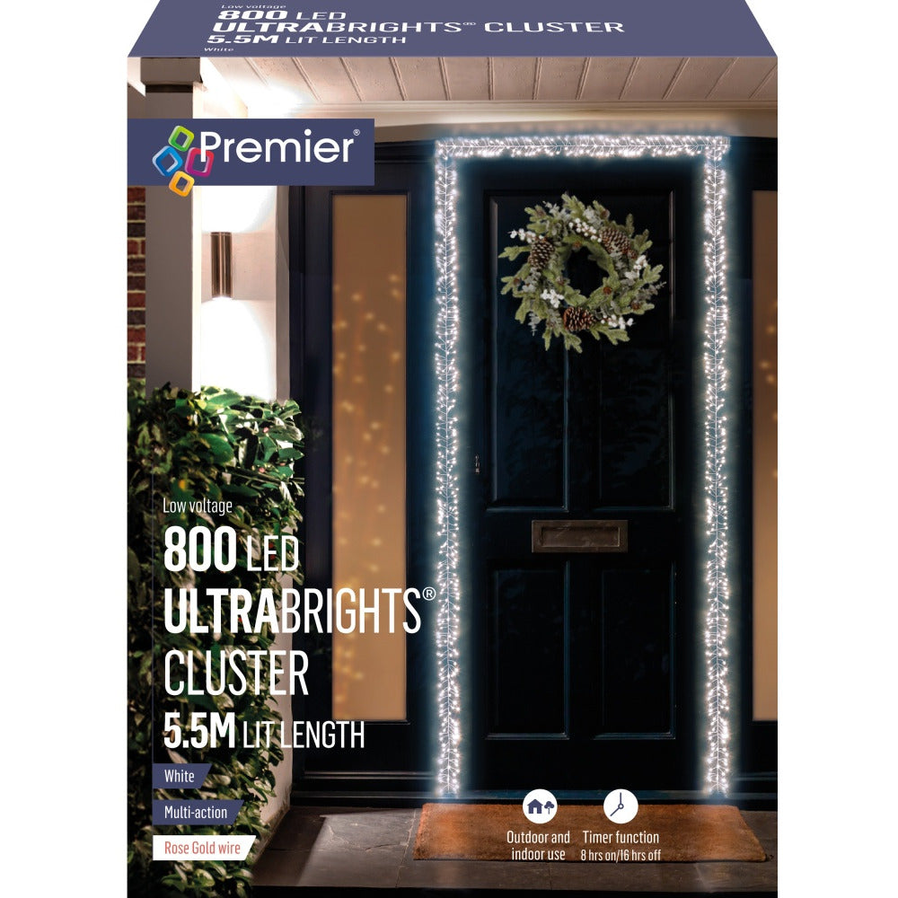 Premier - 800 LV LED M-Action Ultrabrights Cluster Door Garland- Multi-Col