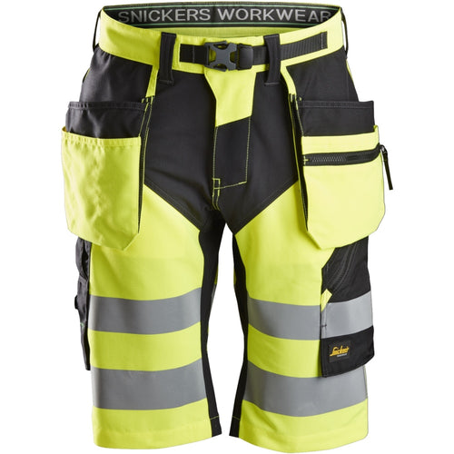 Snickers - FlexiWork, High-Vis Shorts+ Holster Pockets Class 1 - High vis yellow\\Black
