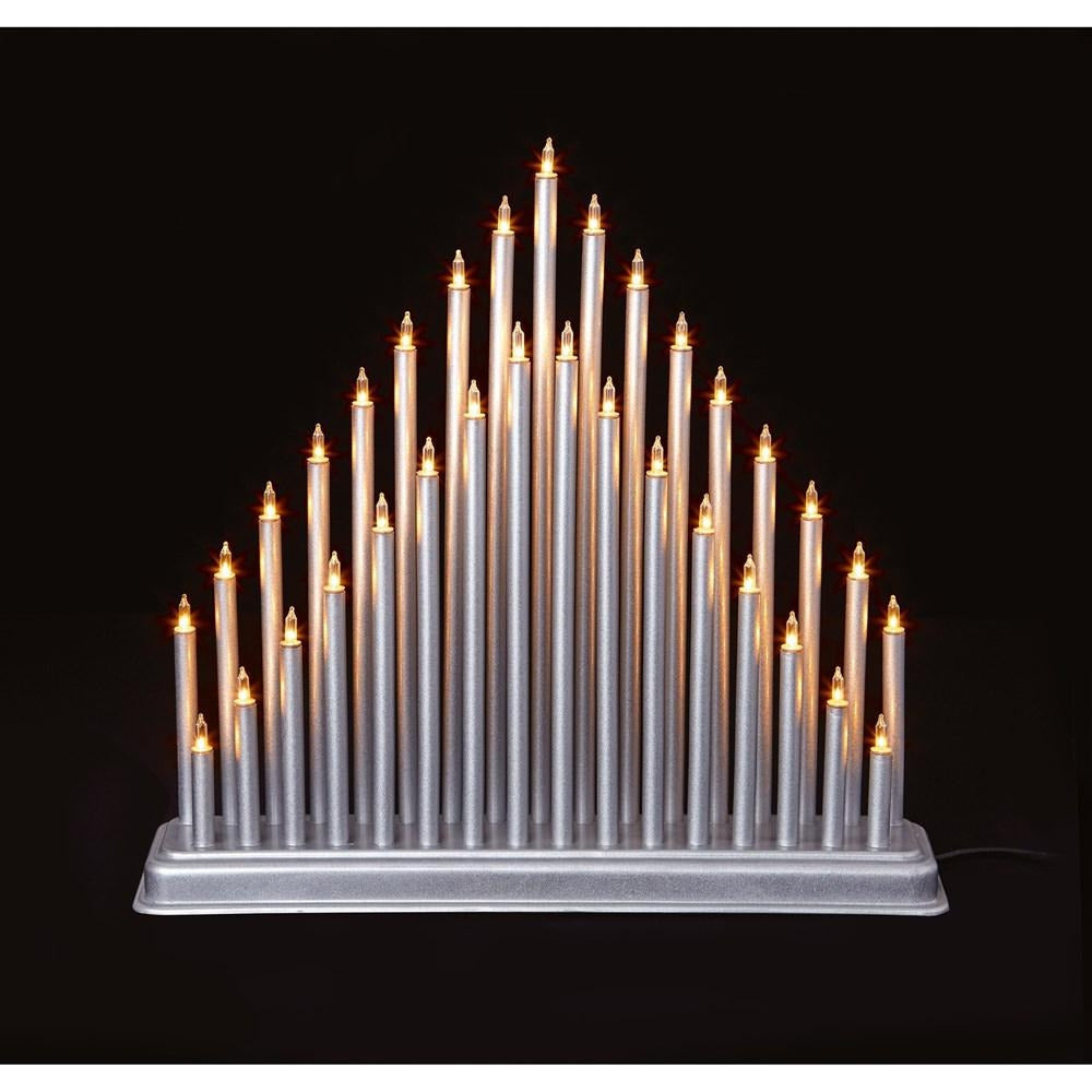 Premier Decorations - Modern 33 Light Candle Bridge Tower - Silver