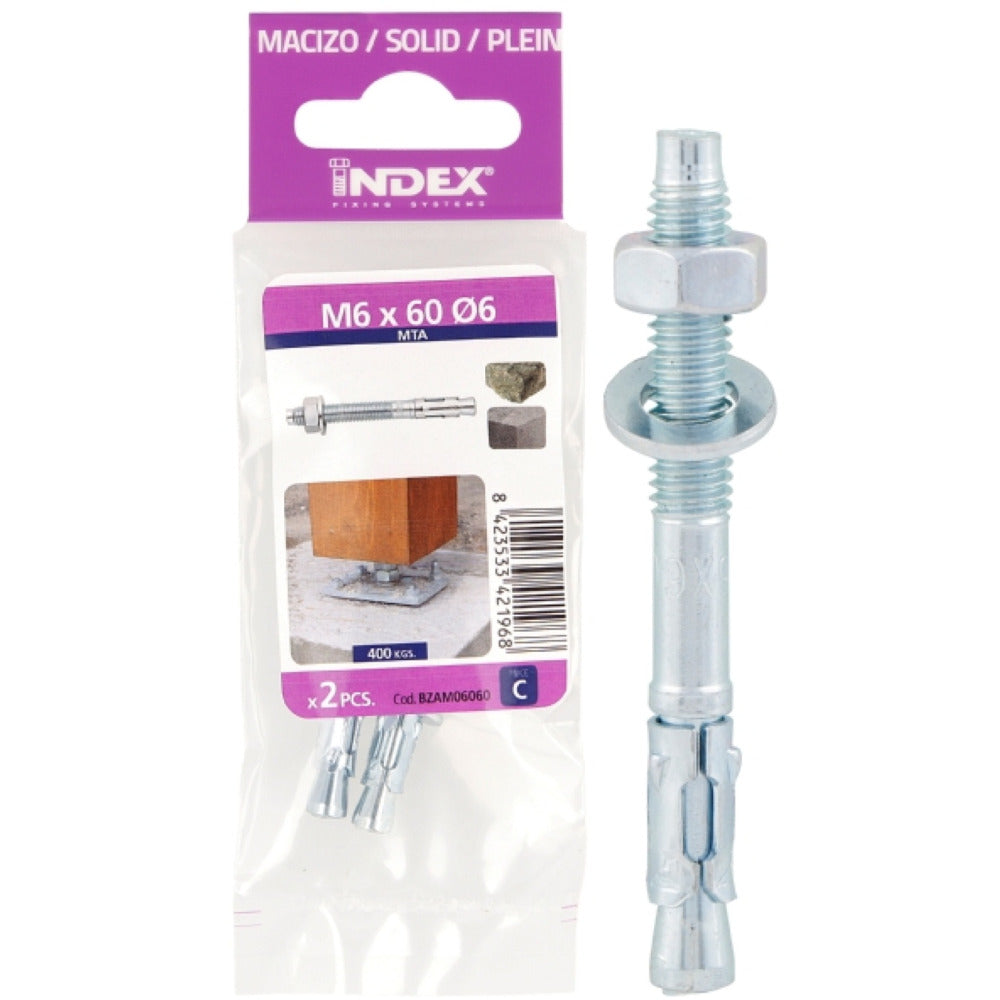 Index Prepack Throughbolt M8x75 Dia8 Pack2