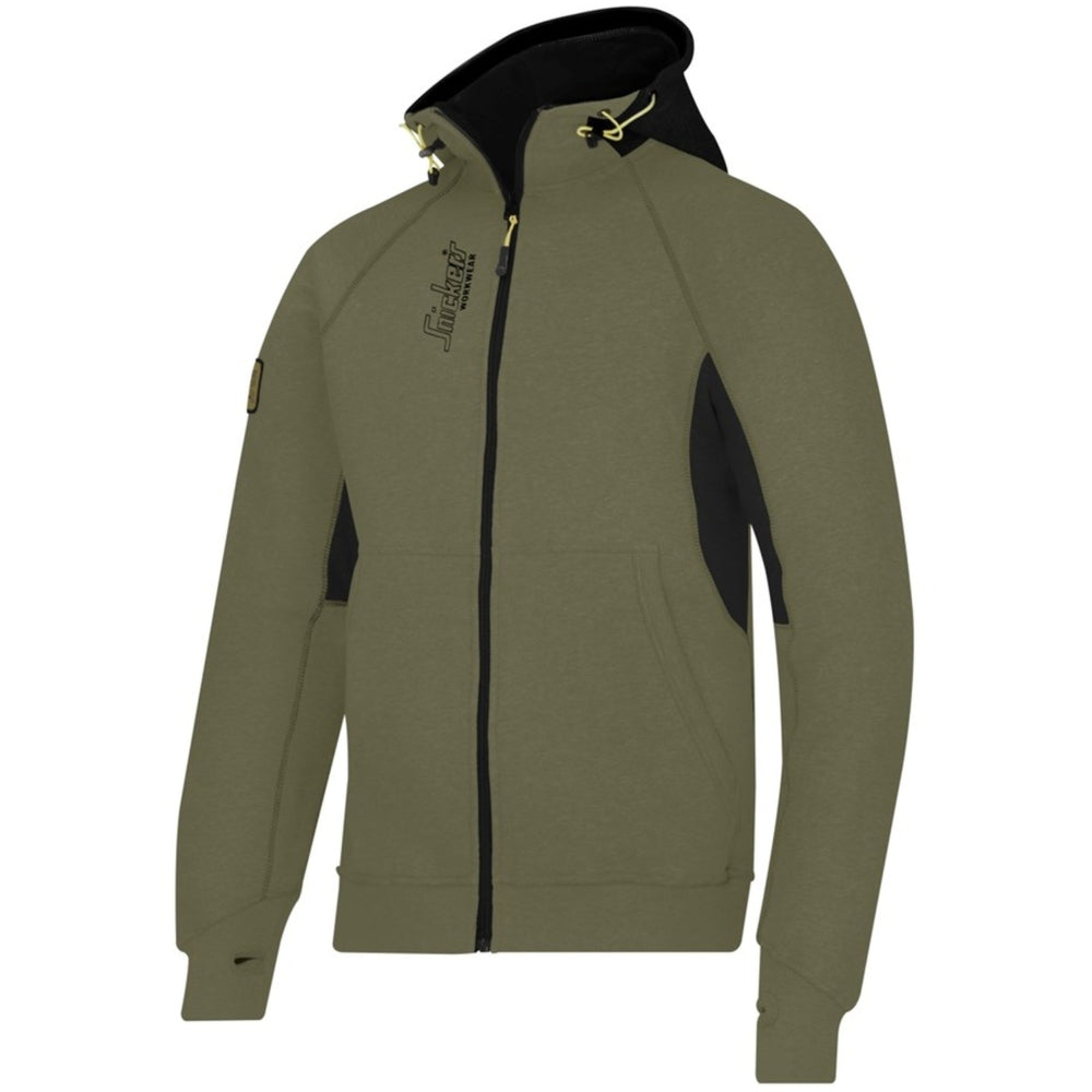 Snickers - Zipped Logo Hoodie - Olive green\\Black