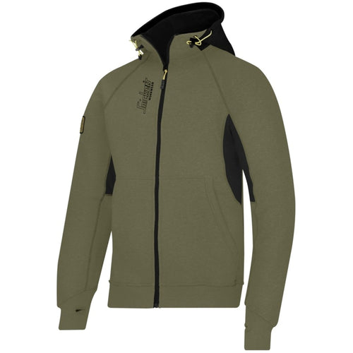 Snickers - Zipped Logo Hoodie - Olive green\\Black