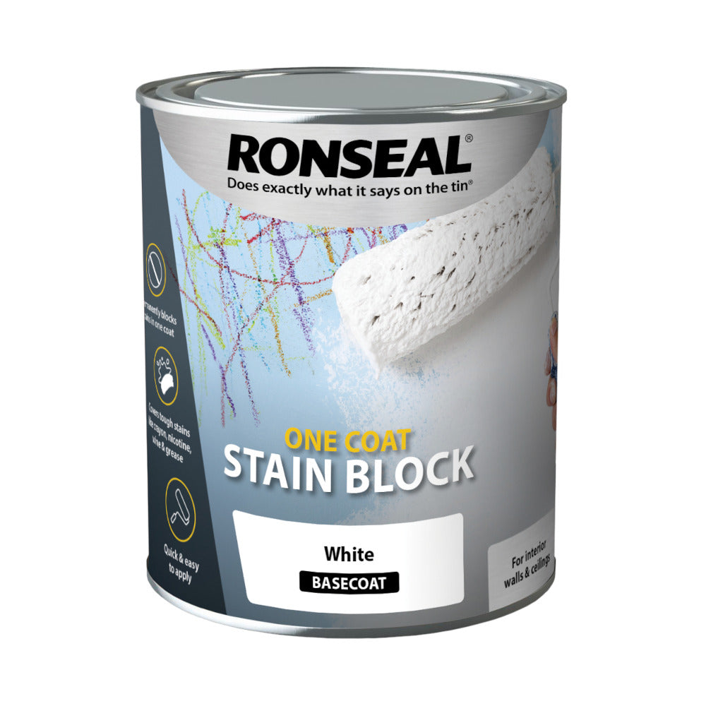 Ronseal One Coat Stain Block White 750ml
