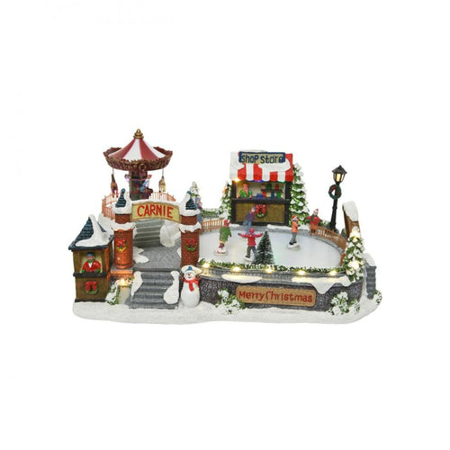 Kaemingk B.V - LED Christmas Skating Scene - 19cm - Multi-Coloured