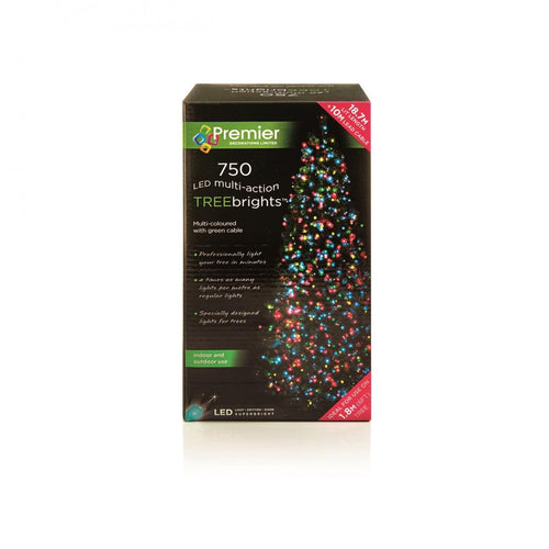 Premier Decorations - 750 LED Multi-Action Treebright Lights - Multi-Coloured