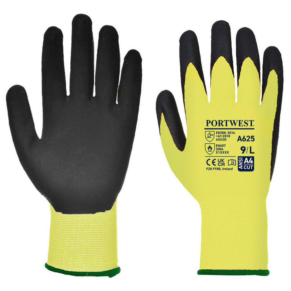 Portwest - Vis-Tex Cut Resistant Glove - PU - Yellow/Black