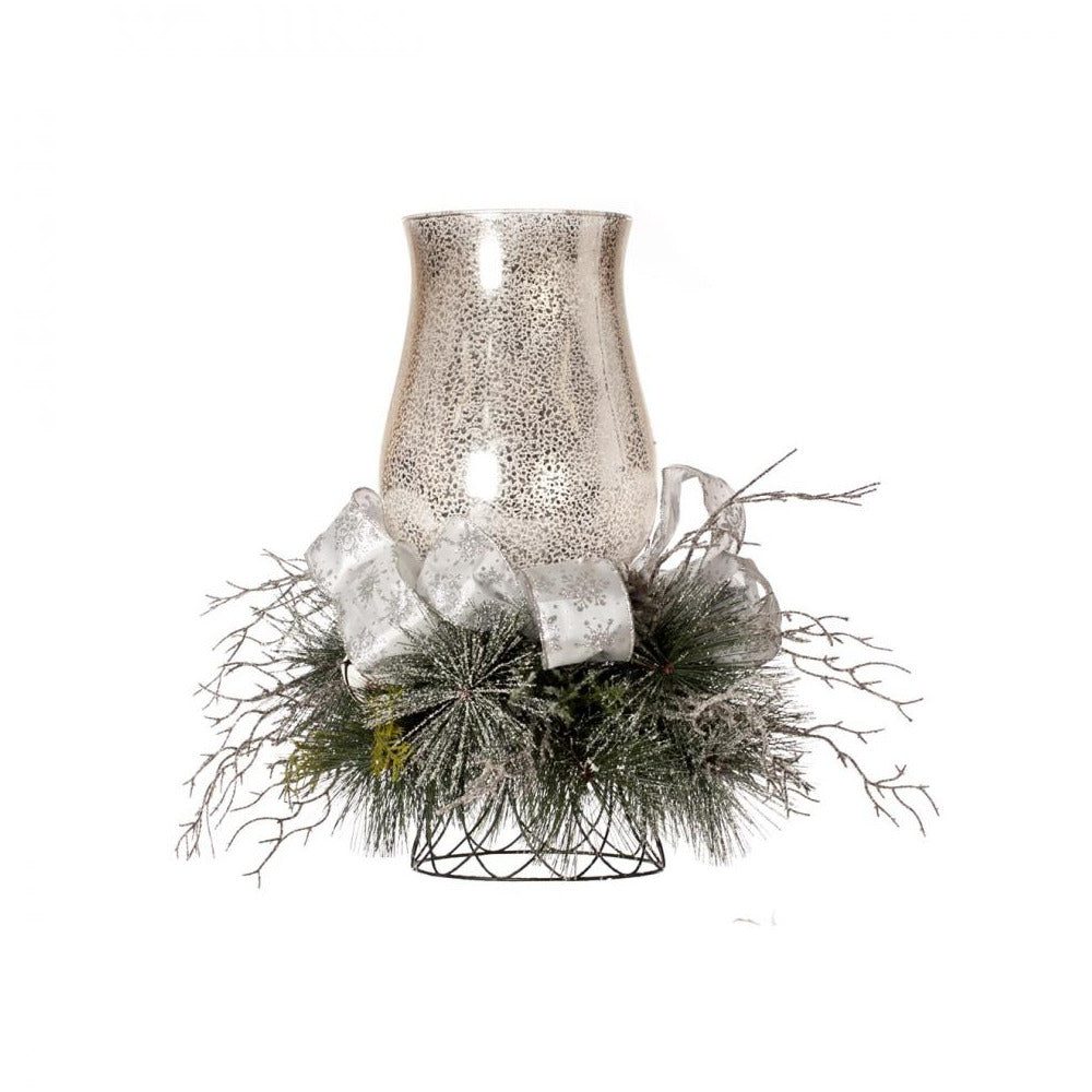 Festive - Christmas Table Centrepiece Candle Holder - Silver