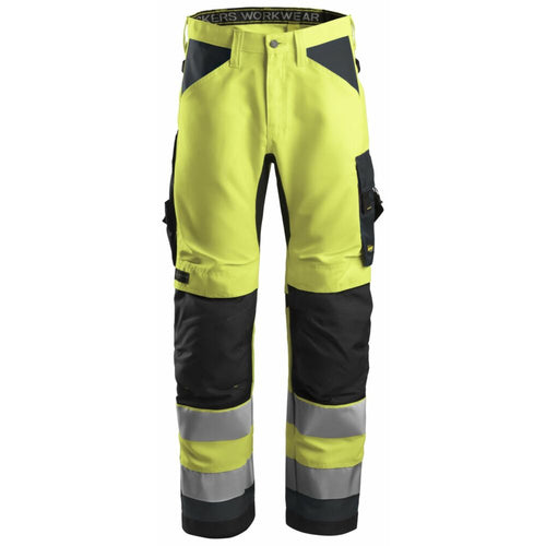 Snickers - AllroundWork, High-Vis Work Trousers+ Class 2 - High vis yellow\\Steel grey